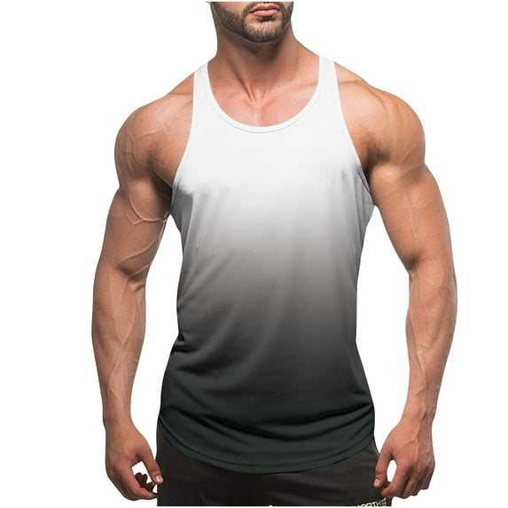 Njoeus Black Tees for Men Boys Shirts Men's Tank Tops Gradient Print Sleeveless Tees Shirt Sports Vests for Men Big & Tall Casual Blouses Gym Workout Top M-4Xl Short Sleeve Shirts for Men