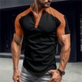 thumbnail image 1 of Njoeus Black Tees for Men Short Sleeve Tops Men's Slim Fitted Gym Workout Tees Tops Casual Henleys V-Neck Sports Muscle Shirts Cotton Short Sleeve T-Shirt Blouses 2024 Summer Mens Shirts, 1 of 8