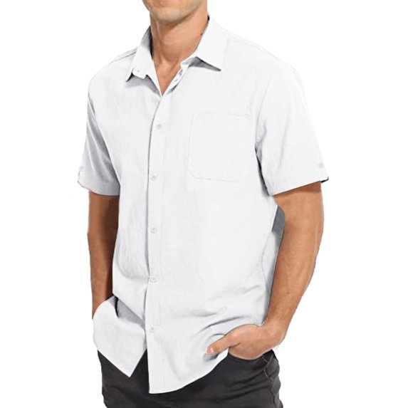 Njoeus Black Tees for Men Sports Shirts for Men Men's Casual Fashion Turn-Down Collar Button Up Short Sleeve Blouse Tops Shirt Mens Shirts