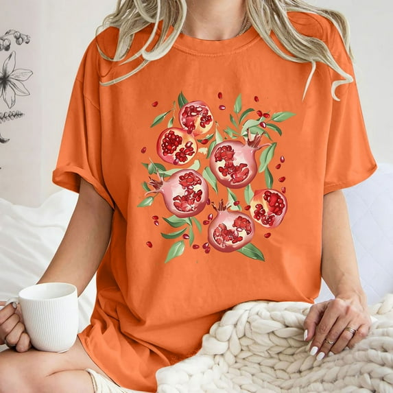 Njoeus Blouses for Women Dressy Casual Oversized Tshirts for Women Womens Funny Cute Fruit Print Shirt Short Sleeve Graphic Tees for Women Girls Loose Fitted Tshirts Casual Summer Tops Ladies Blouse S