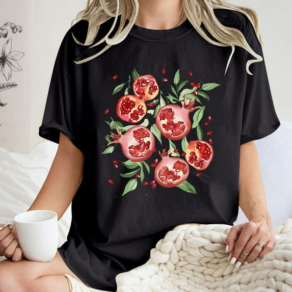 Njoeus Blouses for Women Dressy Casual T Shirts for Women Womens Funny Cute Fruit Print Shirt Short Sleeve Graphic Tees for Women Girls Loose Fitted Tshirts Casual Summer Tops Ladies Blouse Shirts S-X