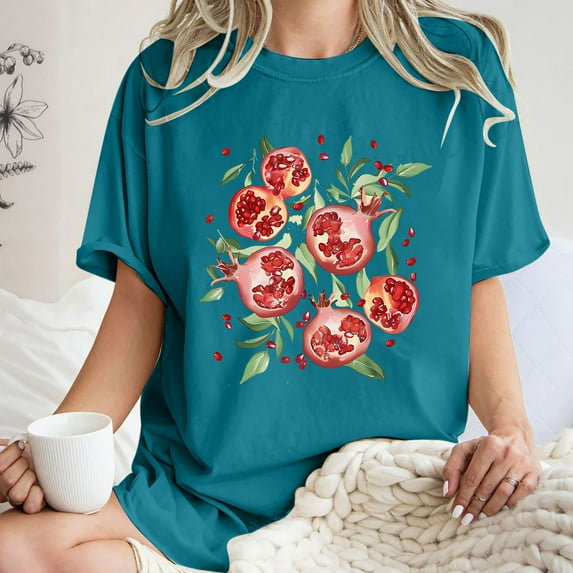 Njoeus Blouses for Women Dressy Casual Y2K Tops Womens Funny Cute Fruit Print Shirt Short Sleeve Graphic Tees for Women Girls Loose Fitted Tshirts Casual Summer Tops Ladies Blouse Shirts S-Xxl Busines