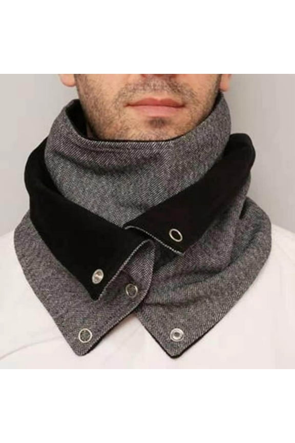 Button Chunky Cowl Harbor Scarf for Men Winter Neck Warmer Neck Gaiter, Thick Windproof Scarves