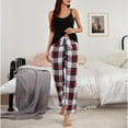 thumbnail image 1 of Njoeus Cami Pajamas Set Womens Soft Sleepwear 2 Piece Sleeveless Tank + Plaid Long Pants Sets Lounge Nightwear Comfy Pjs Outfits, 1 of 6