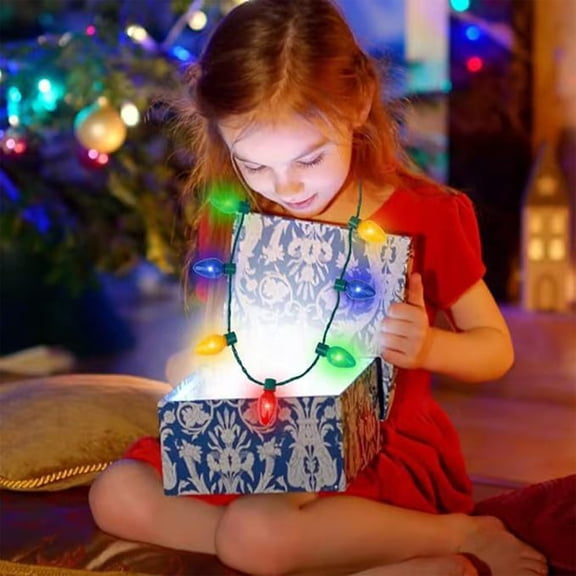 Njoeus Christmas LED Large Bulb Light String 9 Lights Wearable Necklace Party Supplies Brings Festive Glowing Accessory and Holiday Celebration Fun