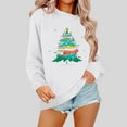 thumbnail image 1 of Njoeus Christmas Sweatshirts for Women Trendy 2024 Long Sleeve Christmas Tree Printed Pullover Sweaters Crew Neck Shirts Funny Xmas Holiday Tops White XS, 1 of 3