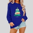thumbnail image 1 of Njoeus Christmas Sweatshirts for Women Trendy 2024 Long Sleeve Christmas Tree Printed Pullover Sweaters Crew Neck Shirts Funny Xmas Holiday Tops Blue XL, 1 of 3