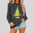 thumbnail image 1 of Njoeus Christmas Sweatshirts for Women Crewneck Cute Christmas Tree Graphic Sweatshirt Long Sleeve Shirts Holiday Pullover Tops Xmas Gifts Brown XL, 1 of 3