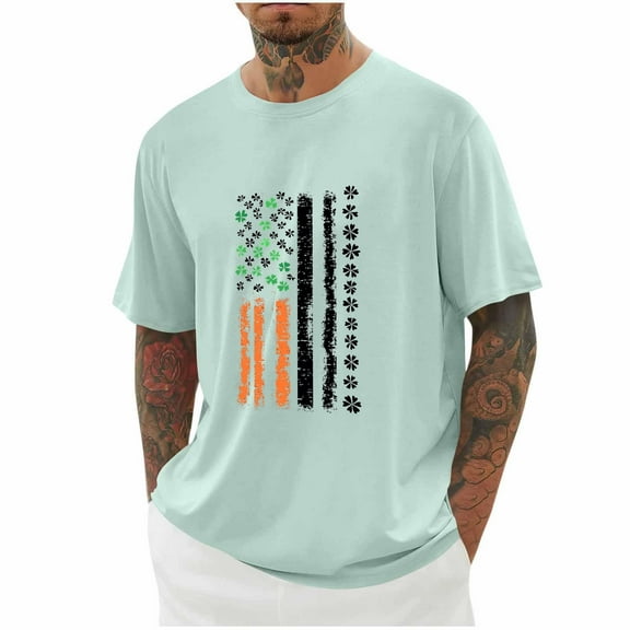 Njoeus Cool Graphic Tees for Men Big & Tall American Flag Shirts Comfy Short Sleeve Graphic T-Shirts Funny Usa Flag Printed T-Shirt Men's Fathers Day Shirts 3X 4X 5X Mint Green Summer Savings