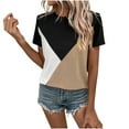 thumbnail image 1 of Njoeus Crewneck Shirts for Women, Womens Color Block Short Sleeve Tops Loose Casual Tee Summer T-Shirt Blouses S-XXL, 1 of 3
