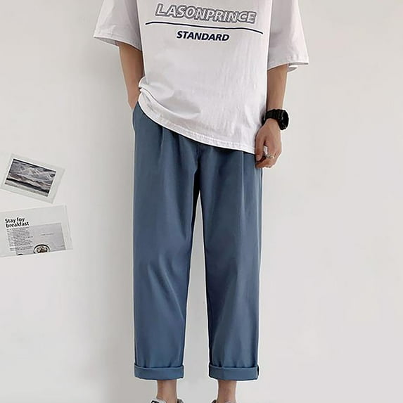 Njoeus Cropped Pants Casual Summer Mens Casual Fitness Bodybuilding Pocket Solid Color Loose Length Sports Pants Pants Men On Clearance