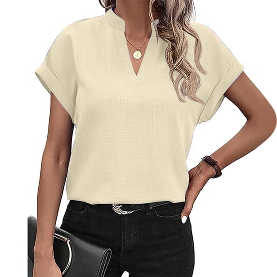 Njoeus Cute Summer Tops for Women Tshirts Shirts for Women Womens Faux Cotton Linen Tops Fashion Casual Short Sleeves Round Neck Tops Loose Work Blouse Summer Tops White Shirt Womens On Clearance