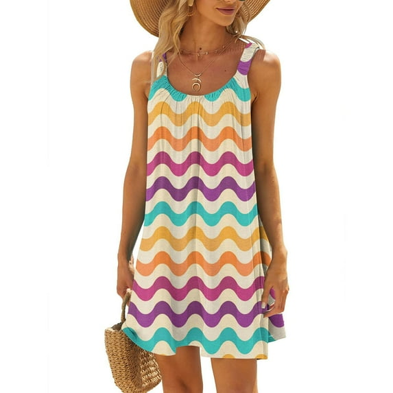 Njoeus Dresses for Women 2024 Women's Swimsuit Cover Up Summer Flowy Casual Beach Cover Ups for Women Trendy Bikini Coverups Vacation Dresses on Clearance