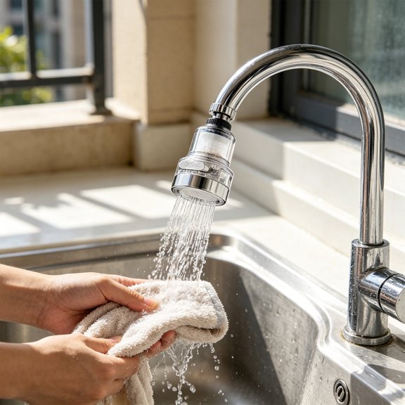 Njoeus Faucet Extender 360-Degree Rotating 3-Setting with Double-Filter Purifier for Kitchen Brings Versatile Water Flow and Enhanced Aerator Function