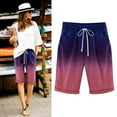 thumbnail image 1 of Njoeus Floral Bermuda Shorts for Women, Women's Casual Elastic Waist Shorts Knee Length Summer Beach Linen Short Pants Pockets and Drawstring, 1 of 4