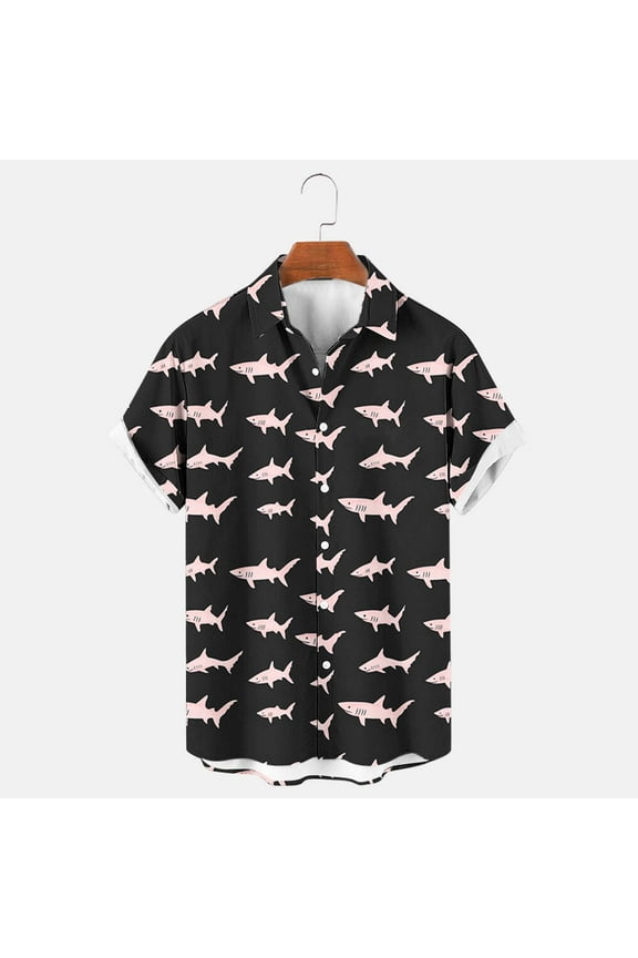 Funny Shirts for Men Novelty Graphic Hawaiian Shirts Short Sleeve Button Up Shirts Summer Holiday Beach Shirt Mens Big & Tall Shirts 2X 3X 4X Clearance Black