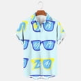 thumbnail image 1 of Njoeus Funny Shirts for Men Novelty Graphic Hawaiian Shirts Short Sleeve Button Up Shirts Summer Holiday Beach Shirt Mens Big & Tall Shirts 2X 3X 4X Summer Savings Light Blue, 1 of 5