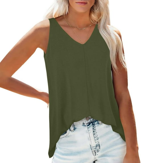Njoeus Going Out Tops for Women Camisole Tops for Women Women's V Neck Tank Tops Summer Beach Open Back Tunics Shirts Flowy Loose Fitted Tank Top Workout Tank Tops Woman On Clearance