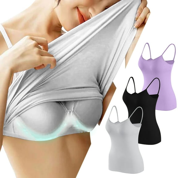 Njoeus Going Out Tops for Women Camisole Tops for Women 3 Pack Tank Tops for Women, Camisoles for Women with Built in Bra Basic Yoga Workout Tank Tops Sleeveless Sports Undershirts Tank for Teen Girls