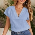 thumbnail image 1 of Njoeus Going Out Tops For Women Womens Tops Dressy Casual Short Sleeve Womens Casual Solid Color Round Neck Loose Tops Blouses V Neck Summer Clothes For Women On Clearance, 1 of 8