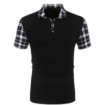 Njoeus Golf Shirts For Men Compression Shirt Men Men'S Casual Short Sleeve Undershirt With Striped Cuffs Colorblocked Plaid