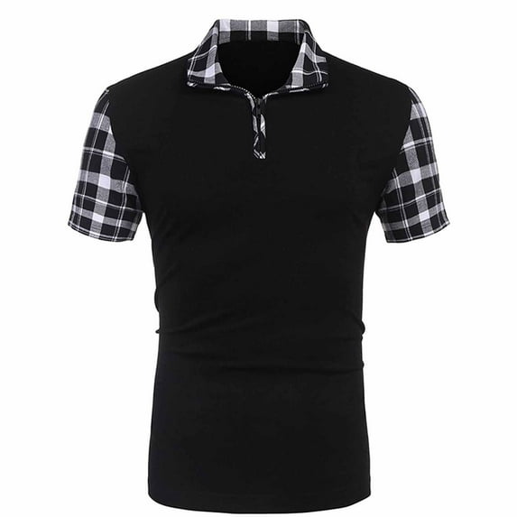 Njoeus Golf Shirts For Men Compression Shirt Men Men'S Casual Short Sleeve Undershirt With Striped Cuffs Colorblocked Plaid