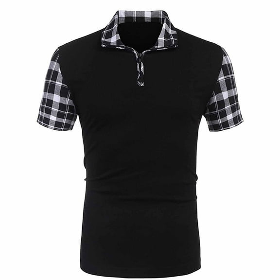 Njoeus Golf Shirts For Men Compression Shirt Men Men'S Casual Short Sleeve Undershirt With Striped Cuffs Colorblocked Plaid