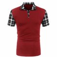 thumbnail image 1 of Njoeus Golf Shirts For Men Compression Shirt Men Men'S Casual Short Sleeve Undershirt With Striped Cuffs Colorblocked Plaid, 1 of 5