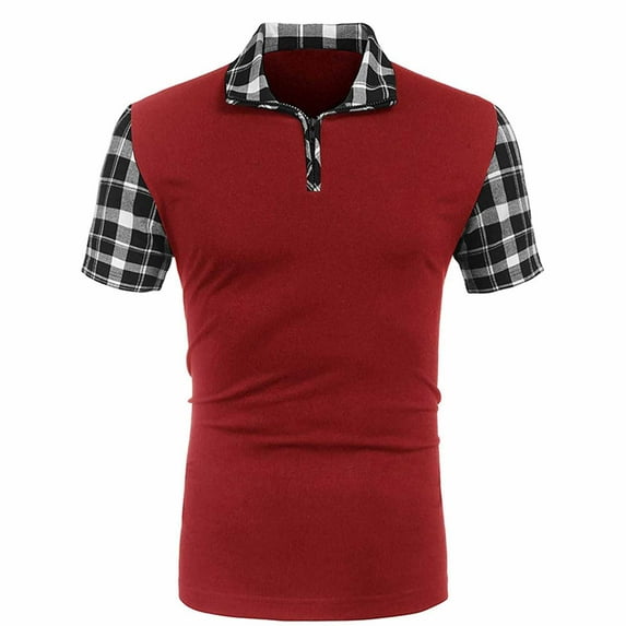 Njoeus Golf Shirts For Men Compression Shirt Men Men'S Casual Short Sleeve Undershirt With Striped Cuffs Colorblocked Plaid