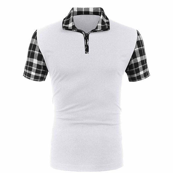 Njoeus Golf Shirts For Men Compression Shirt Men Men'S Casual Short Sleeve Undershirt With Striped Cuffs Colorblocked Plaid