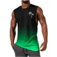 thumbnail image 1 of Njoeus Gradient Color Men's Sports Tank Tops Summer Hawaiian Palm Tree Graphic Beach Shirts for Men Casual Sleeveless Muscle Shirts for Gym Workout Running S-XXL Green Summer Savings, 1 of 4