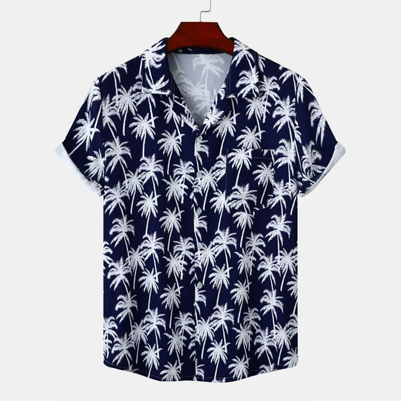 Njoeus Gym Tops Big & Tall Tops Men's Shirt Palm Tree Hawaiian Shirts Floral Print Button Up T-Shirt Fashion Summer Beach Casual Tops Short Sleeve Dress Shirt Blouse Men's Tank Tops