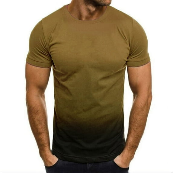 Njoeus Gym Tops Boys Shirts Mens Slim Muscle T-Shirt Contrast Color Tee Gradient Short Sleeve Summer Tops Crewneck Casual Shirts Workout Tshirts for Men Big & Tall S-4Xl Short Sleeve Shirts for Men