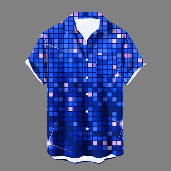 Njoeus Gym Tops Mens Graphic T Shirts Men's Hawaiian Shirt Button Up Short Sleeve Beach Shirts for Men Summer Casual M-3Xl Tshirts Men