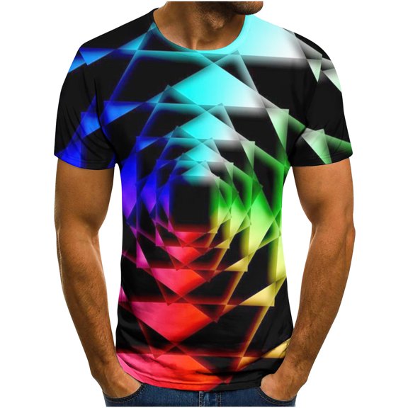 Njoeus Gym Tops Short Sleeve Tops Men's T-Shirt Abstract Tie-Dyed Blouses Short Sleeve Round Neck Fashion Casual Daily Holiday T-Shirt Top Blouses Mens White Tee Shirts