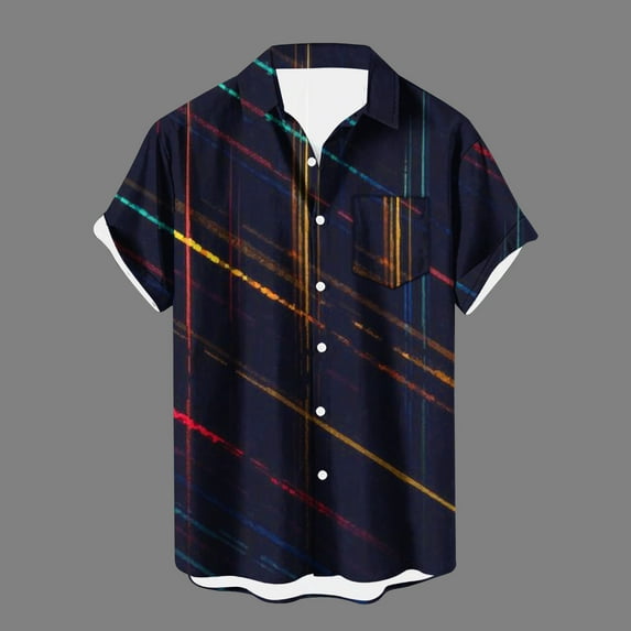 Njoeus Gym Tops Sports Shirts for Men Mens Casual Short Sleeve Button Up T-Shirt Regular Fitted Hawaiian Summer Shirts Vintage Graphic Tees Shirt M-3Xl Mens Shirts