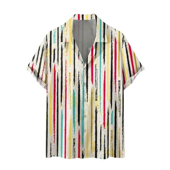 Njoeus Gym Tops Tee Shirts Mens Mens Casual Short Sleeve Button Up Shirts Regular Fitted Hawaiian Summer Shirts for Men Big & Tall M-5Xl Mens White Tee Shirts