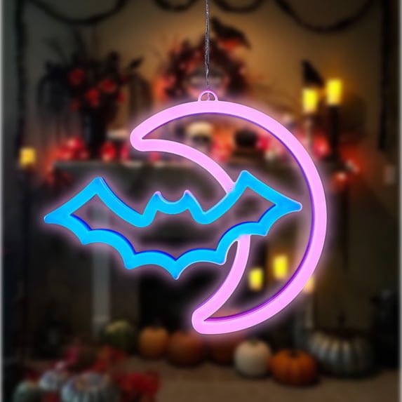 Njoeus Halloween LED Neon Sign Decorative Lights USB Powered for Shopping Mall Room Bedroom Layout Brings Spooky Photo Hanging Lamp and Festive Display