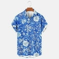 thumbnail image 1 of Njoeus Hawaiian Shirt for Men Tropical Pattern Beach Shirt Casual Big & Tall Button Up Shirts for Men Hawaii Vacation Summer Clothes 2X 3X 4X Clearance Sky Blue, 1 of 5