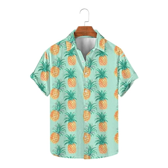 Aueoeo Hawaiian Shirts for Men Funny Graphic Mens Regular Fits Short Sleeve Button-Down Shirt Men's Casual Party Beach Vacation Summer Clothes S-3XL Mint Green