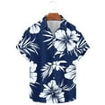 thumbnail image 1 of Njoeus Hawaiian Shirts for Men Summer Loose Casual Short Sleeve Mens Beach Shirts Button Up Floral Shirts Tropical Vacation Clothes （Available In Big & Tall Size) 3X 4X 5X Clearance Dark Blue, 1 of 5