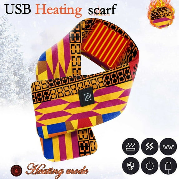 Njoeus Heating Pad, Heated Neck and Shoulder Wrap, Heated Scarf - Neck Warmer, Men Women Rechargeable Heating Scarfs, 32.3x5.5 Inches, Printed (without Power Bank)