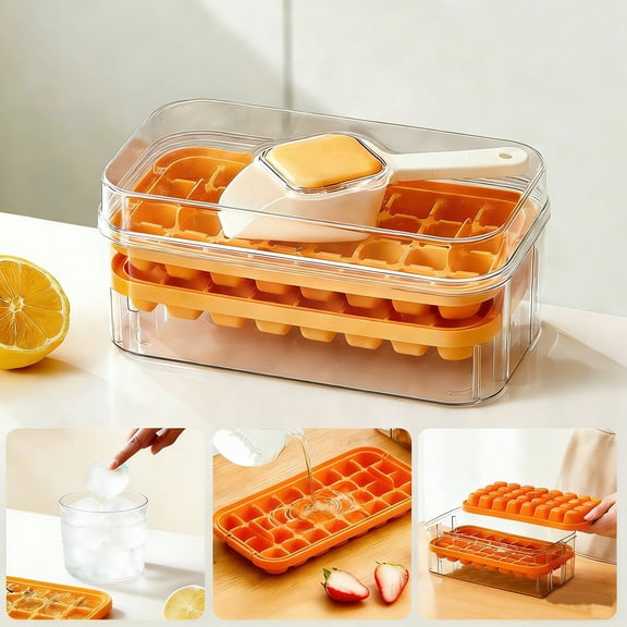 Njoeus Mold Press Ice Box Maker and Storage Device From Water to Colorful Fruit Ice One Press for Home Daily and Party