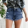 thumbnail image 1 of Njoeus Jean Shorts Womens Stretchy Mid Waist Ripped Denim Shorts Women Casual Frayed Hem Short Jeans with Pockets, 1 of 7