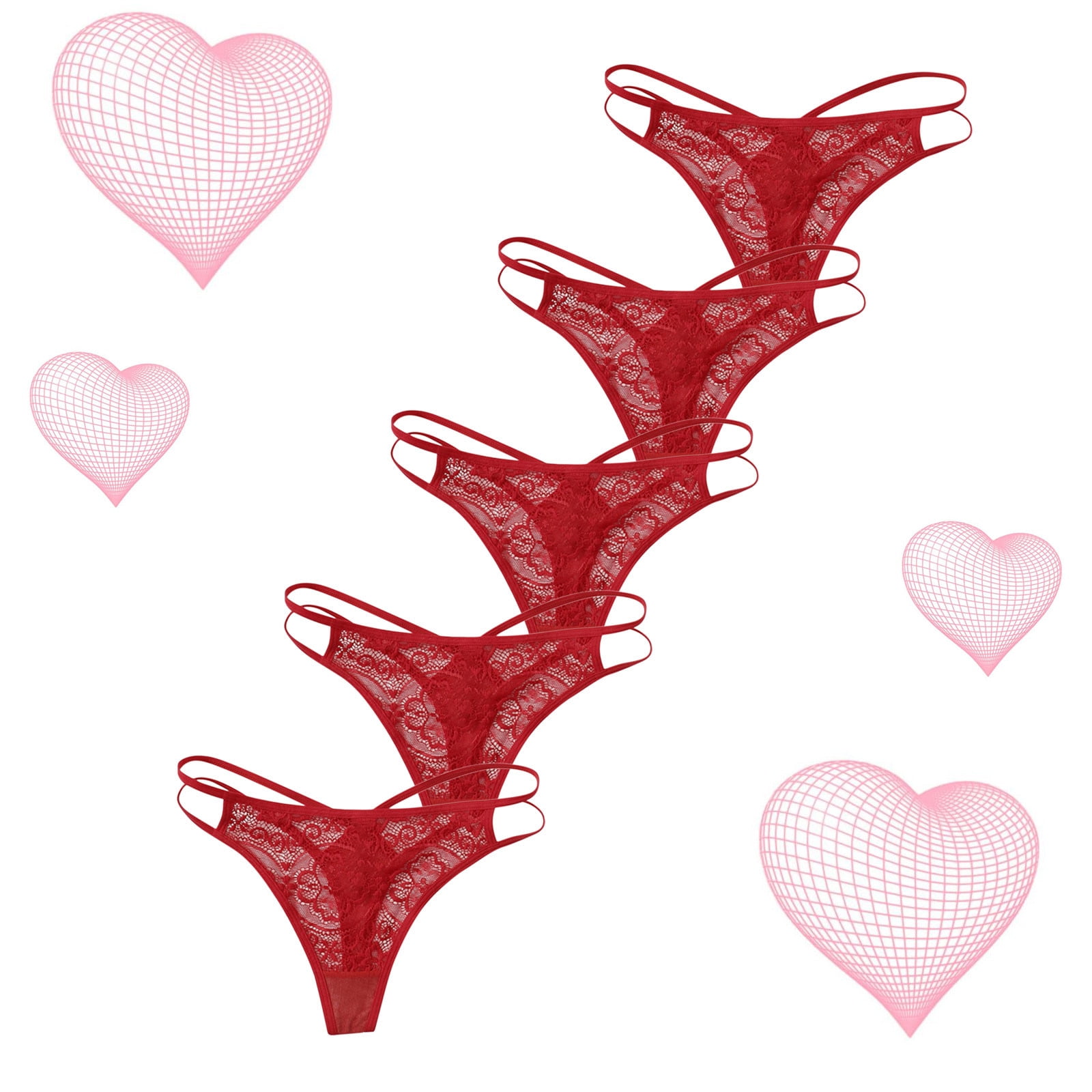 Njoeus Ladies Sexy Lace Panties, Thongs for Women 5 Pack GString Panty