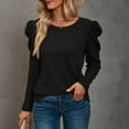 thumbnail image 1 of Njoeus Long Sleeve Shirts for Women, Tunic Shirts for Women women's Knit Puff Long Sleeve Tops Loose Round Neck Basic Shirts Work Dressy Blouses Business Casual Tops for Women Spring Clothes S-XXL, 1 of 7