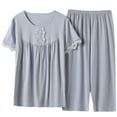 thumbnail image 1 of Njoeus Lounge Sets for Women, Pajama Pants Women Women's Capris Pajama Sets Plus Size Sleepwear Short Sleeve Top with Capris Pants 2 Piece Sleep Pjs Set M-4Xl Tunic Matching Set On Clearance, 1 of 2