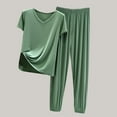 thumbnail image 1 of Njoeus Lounge Sets for Women 2 Piece Pajamas Outfits, Womens Short Sleeve V-Neck Sweatsuit with Long Pants Loungewear Pjs Set Tracksuit, 1 of 6