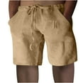 thumbnail image 1 of Njoeus Men Cotton Linen Casual Shorts Classic-Fit Short Mens Drawstring Waist Summer Beach Shorts with Pockets M-4XL (Available in Big & Tall Sizes), 1 of 7