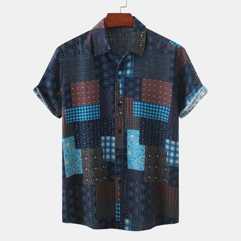 Casual Living Print Patchwork Turndown Collar Short Sleeve Two Pieces Casual Living Print Patchwork Turndown Collar Short Sleeve Two Pieces